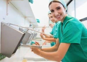 Nurse washing hands