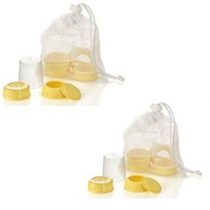 medela breastmilk bottle spare parts - pack of 2, yellow and clear plastic