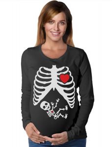Halloween costume with skeleton pattern