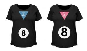 matching baby he and she shirts with an eight month 8-ball symbol